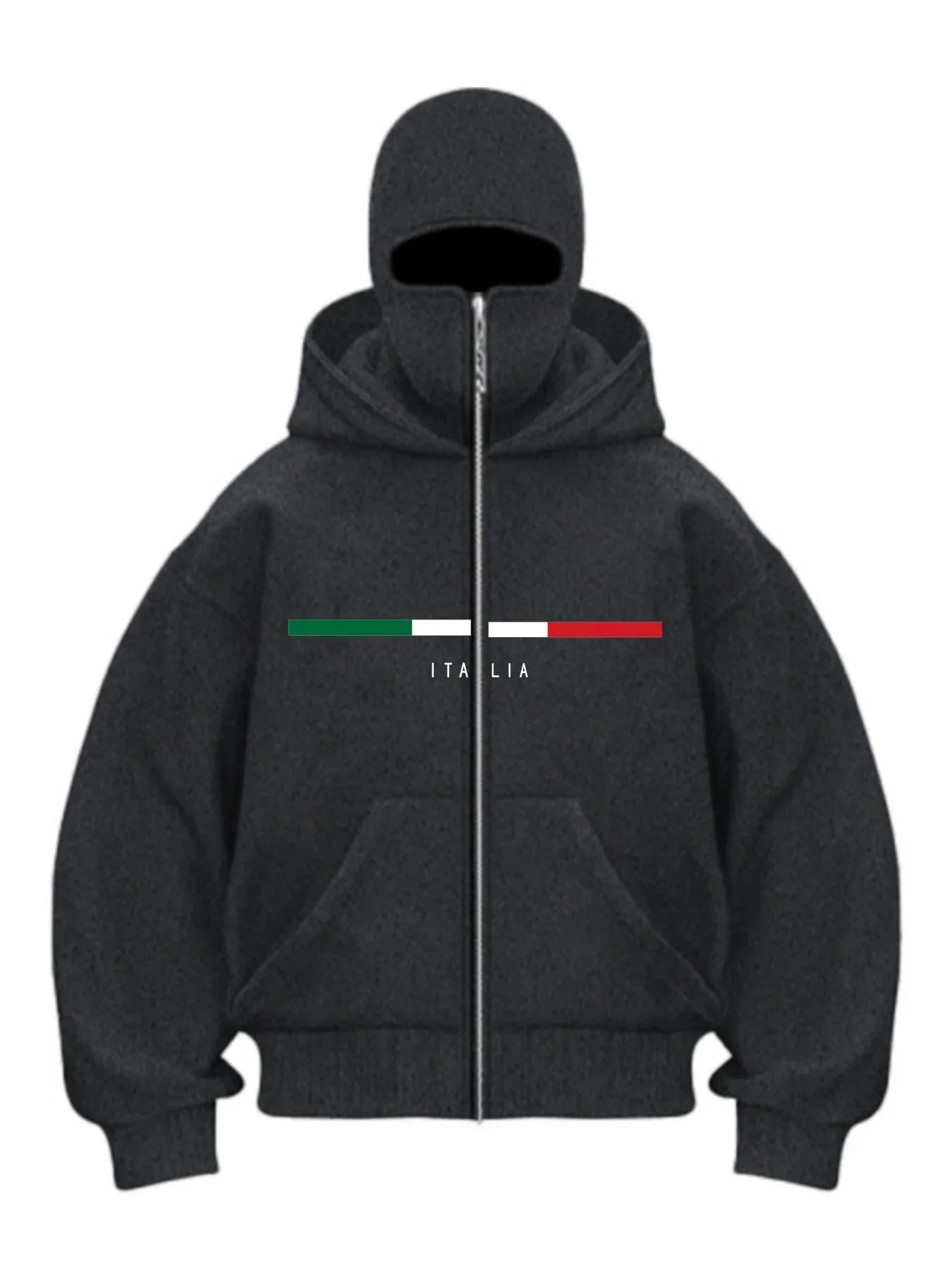 Double Hat Balaclava Hoodies Fashion Hip Hop Winter Windproof Sweatshirt Streetwear Trend ﻿zipper Face Mask Hoodie Jacket Coat