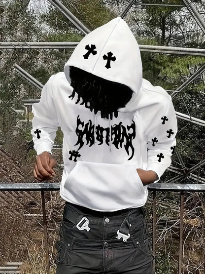 The new men's hoodie for the autumn of 2025 features street casual fashion hip-hop simplicity and 3D cross print