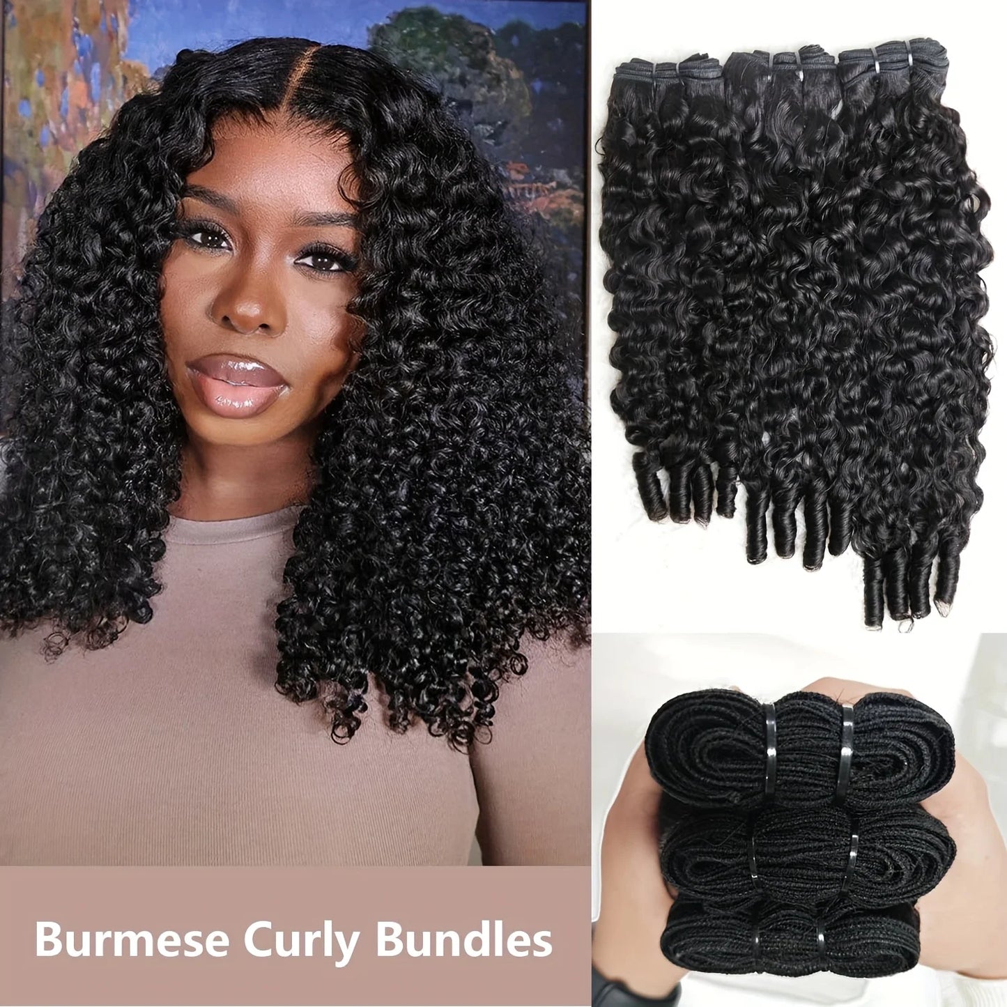Burmese Curly Human Hair Bundles Human Hair Quality Deep Wave Raw Hair Weave Bundles Double Drawn Vietnamese Hair Extension