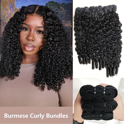 Burmese Curly Human Hair Bundles Human Hair Quality Deep Wave Raw Hair Weave Bundles Double Drawn Vietnamese Hair Extension