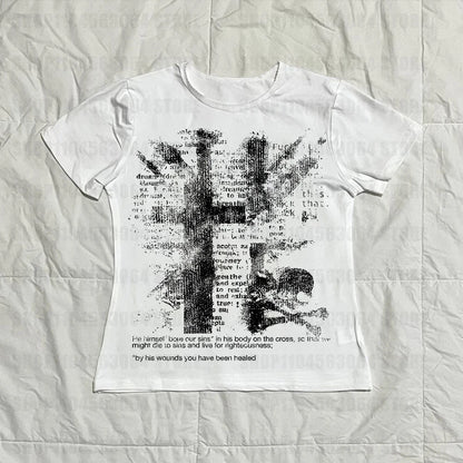Graphic Tees Y2k Tops Women's Cropped 90s Clothes Vintage Shoujo Girl Style Kawaii Kpop Top for Women Graphic T Shirts Harajuku