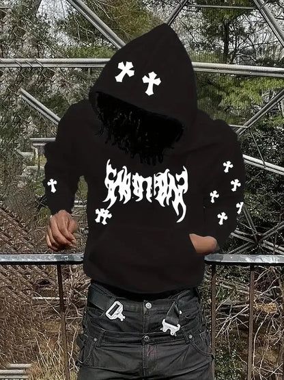 The new men's hoodie for the autumn of 2025 features street casual fashion hip-hop simplicity and 3D cross print