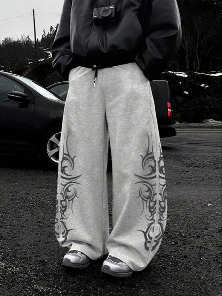 2026 High Street Pants Men Fashion Y2K Sweatpants New Harajuku Hip-Hop Trousers Spring Summer Printed Streetwear Wide-leg Pants