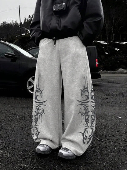 2026 High Street Pants Men Fashion Y2K Sweatpants New Harajuku Hip-Hop Trousers Spring Summer Printed Streetwear Wide-leg Pants