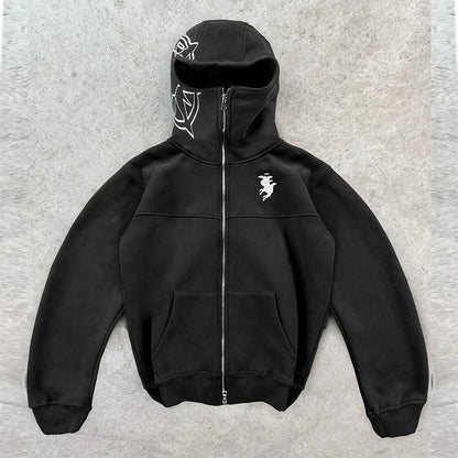 Embroidery Graphic Streetwear Hoodie Y2K Harajuku Hip Hop Retro Oversized Hoodie Mens Womens Rock Gothic Pullover Hoodie Clothes
