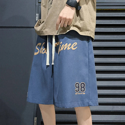 Loose Fit Sporty Shorts Men's Summer Thin American Retro High Street Trendy Brand Casual Loose Five-Quarter Length Pants