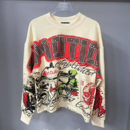 Mixed Emotion Angel Print Splicing Long Sleeves T Shirt Men Women Classic Letters Logo Rhinestone T-Shirts Long Sleeve