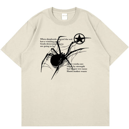 Y2K Korean Men Streetwear Spider Graphic Acubi Harajuku Egirl Short Sleeve T-Shirts Grunge Aesthetic Oversized Tops Alt Clothing