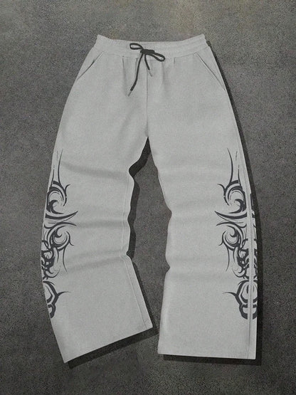 2026 High Street Pants Men Fashion Y2K Sweatpants New Harajuku Hip-Hop Trousers Spring Summer Printed Streetwear Wide-leg Pants