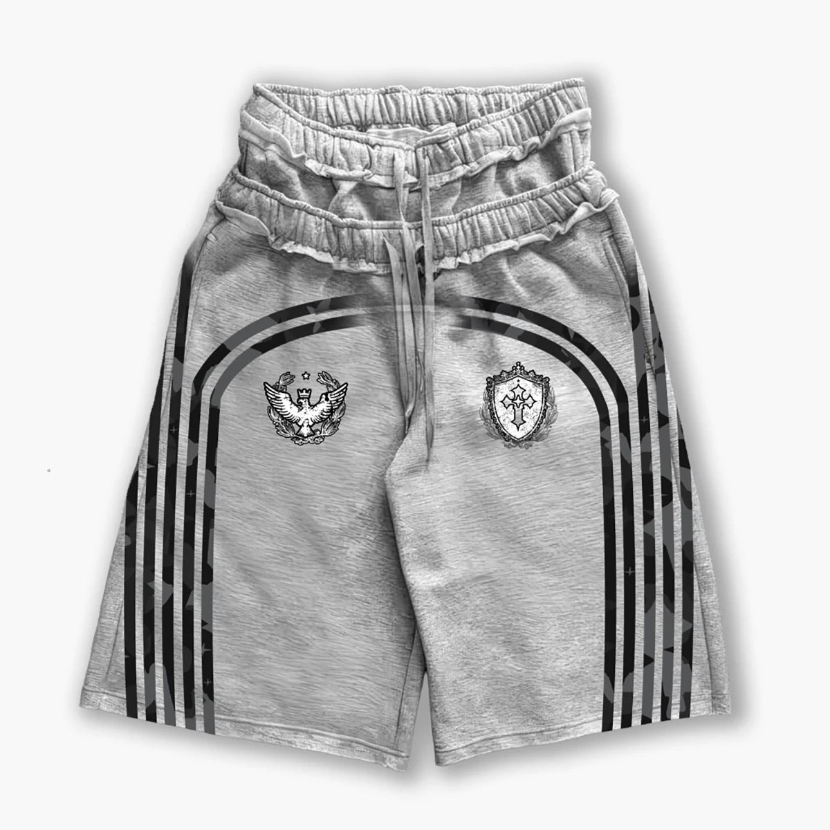 Street loose shorts, same style West Coast double waist fashionable striped shorts