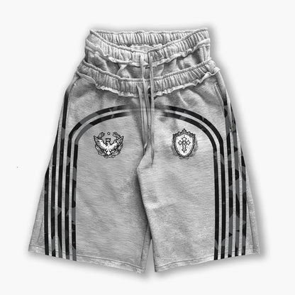 Street loose shorts, same style West Coast double waist fashionable striped shorts