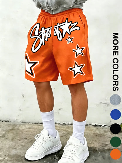 Men's Summer High-Street Style Printed Knit Shorts: Casual, Sporty, and Streetwear Shorts