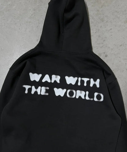 Trendy retro street style portrait print long sleeved loose hoodie for men and women, millennium gothic Harajuku style pullover