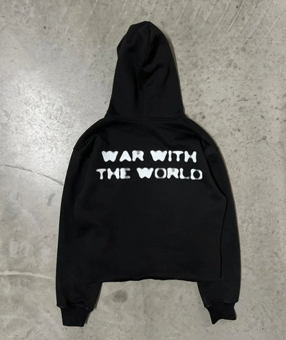 Trendy retro street style portrait print long sleeved loose hoodie for men and women, millennium gothic Harajuku style pullover