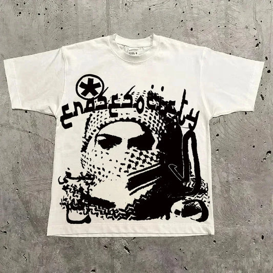 Graphic T-shirt Men Women Vintage Top Hip Hop Streetwear Oversized Tshirt Short Sleeve Casual Clothing Summer Fashion Trendy Tee