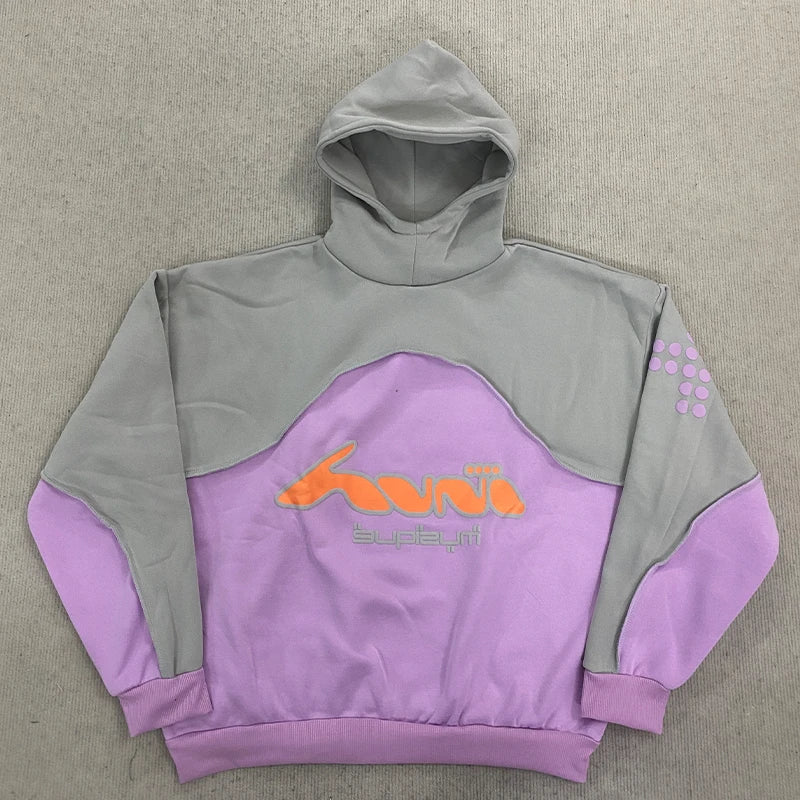 Y2K Harajuku Hoodie Fashion Letter Pattern Splicing Design Sportswear Gothic Retro Men's and Women's Extra Large Casual Wear