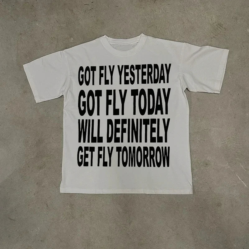 Men Y2K Cotton T-shirt Hiphop Harajuku Letter Print Retro Top Grunge Goth Streetwear Tee Punk Oversized Short Sleeve T-shirt EMO