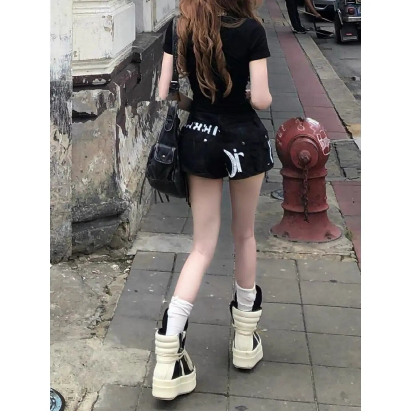 Y2K Vintage Letter Print Mini Short Women Sexy Zipper Design Slim Fit Denim Mini Skirt American Retro Hot Girl Punk Streetwear