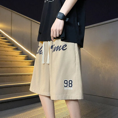 Loose Fit Sporty Shorts Men's Summer Thin American Retro High Street Trendy Brand Casual Loose Five-Quarter Length Pants