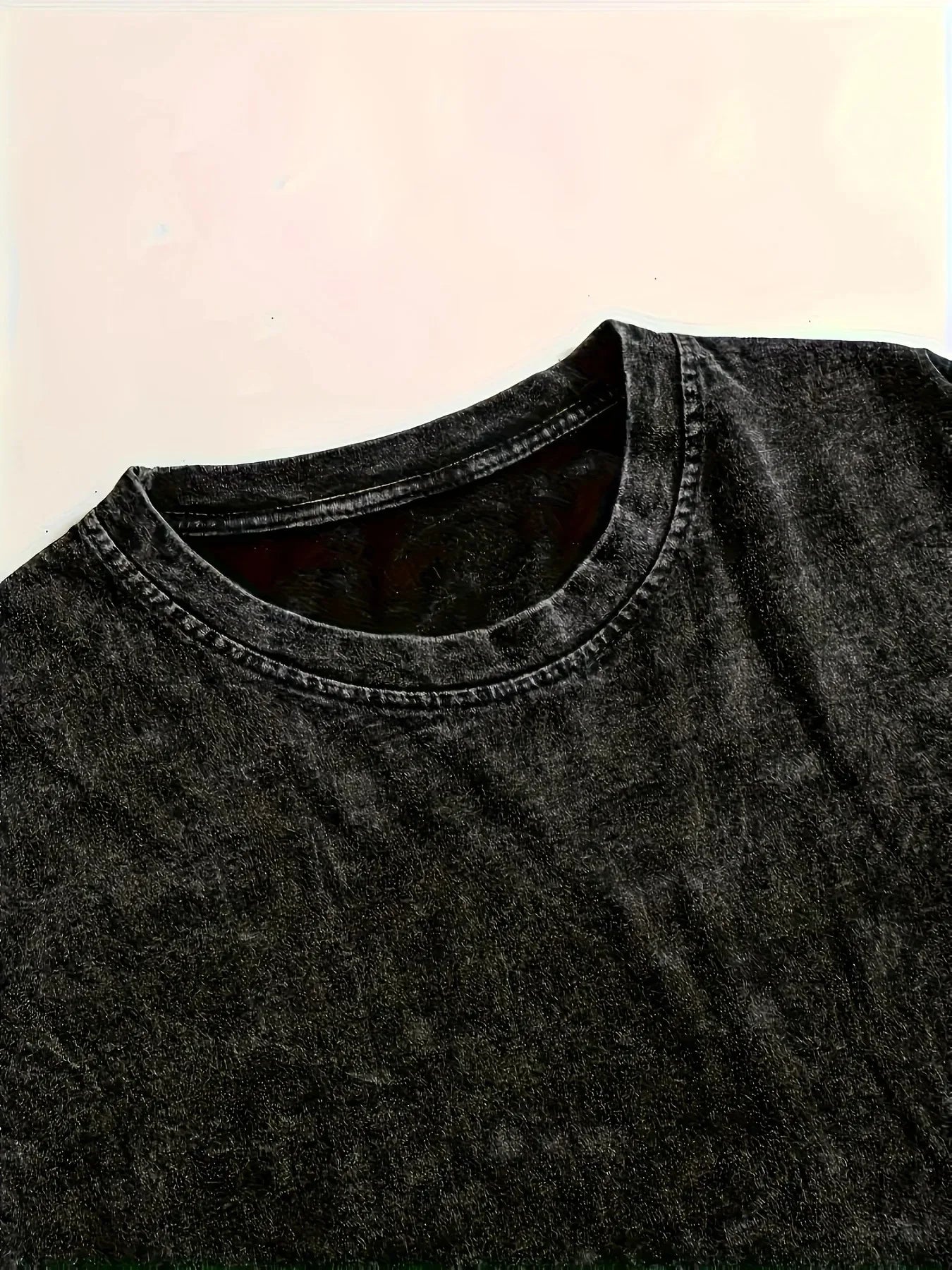Men's 100% Cotton Retro Washed Crew Neck T-shirt with Personalized Prints, Fashion Trendy Street Style Short Sleeve for Summer
